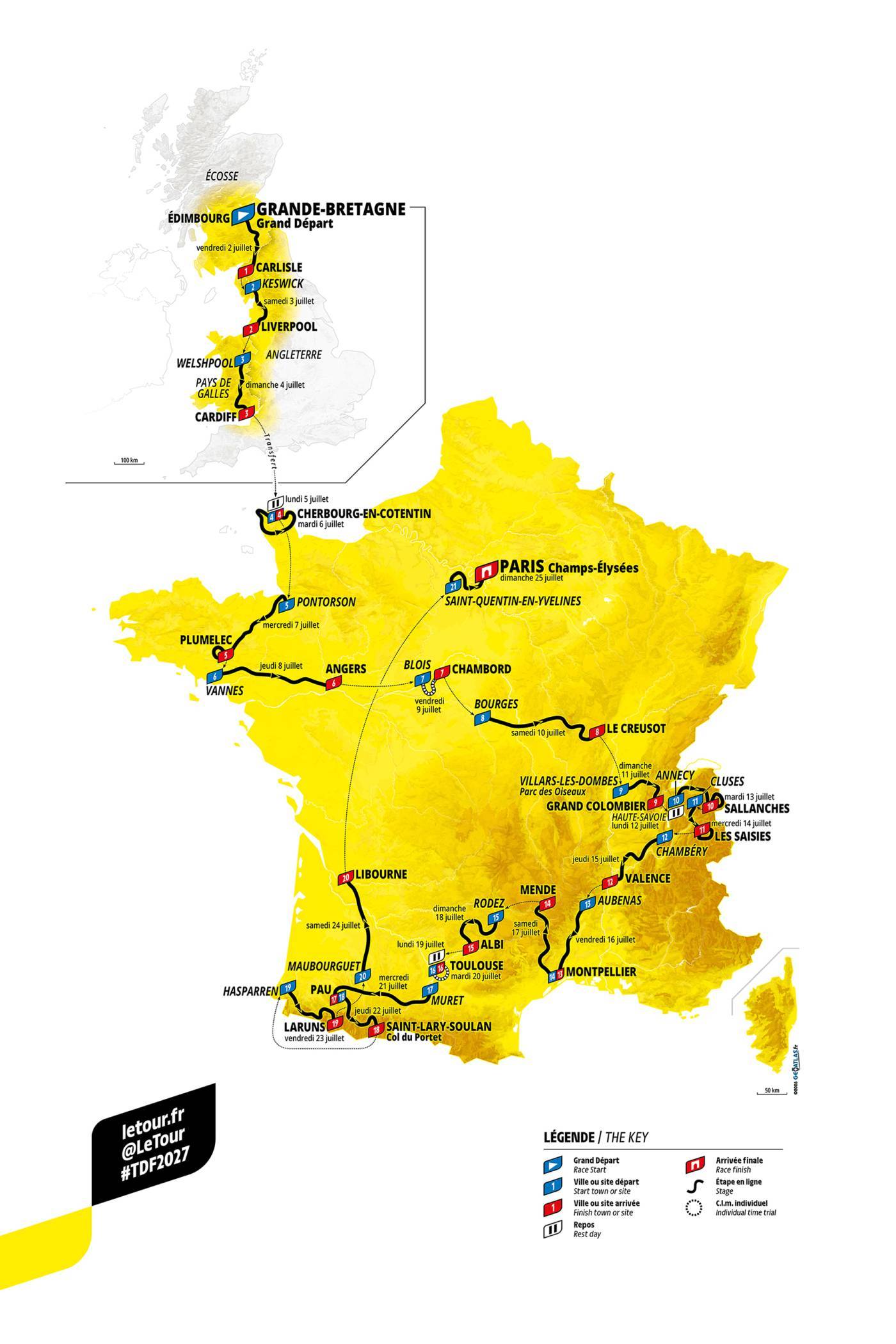 carte du tour de France 2027